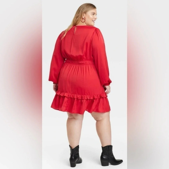 NWT Red Knox Rose Long Sleeve Satin Mini Dress Size Extra Extra Large XXL - Picture 5 of 8
